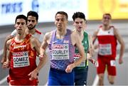 2 March 2023; Luke McCann of Ireland, right, and Louis Gilavert of France, second from left, whilst competing in the men's 1500m during Day 0 of the European Indoor Athletics Championships at Ataköy Athletics Arena in Istanbul, Türkiye. Photo by Sam Barnes/Sportsfile