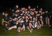 2 March 2023; SETU Carlow players celebrate with the Rory O'Connor Cup after the Electric Ireland Higher Education GAA Freshers Football 2 Final match between South East Technological University Carlow and Technological University of the Shannon: Midlands at South East Technological University Sports Complex in Carlow. Photo by Stephen McCarthy/Sportsfile