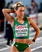 3 March 2023; Sophie Becker of Ireland prepares to compete in the women's 400m Round 1 heat during Day 1 of the European Indoor Athletics Championships at Ataköy Athletics Arena in Istanbul, Türkiye. Photo by Sam Barnes/Sportsfile