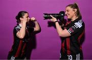 2 March 2023; Kira Bates Crosbie, left, and Erica Byrne during a Bohemians squad portrait session at DCU Sports Complex in Dublin. Photo by David Fitzgerald/Sportsfile