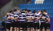 3 March 2023; Terenure College players huddle before the Bank of Ireland Leinster Schools Junior Cup Quarter-Final match between Terenure College and Gonzaga College at Energia Park in Dublin. Photo by Harry Murphy/Sportsfile