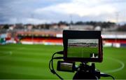 3 March 2023; A general view of a media camera before the SSE Airtricity Men's Premier Division match between Shelbourne and Bohemians at Tolka Park in Dublin. Photo by Tyler Miller/Sportsfile