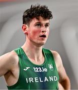 3 March 2023; Luke McCann of Ireland after competing in the Men's 1500m Final during Day 1 of the European Indoor Athletics Championships at Ataköy Athletics Arena in Istanbul, Türkiye. Photo by Sam Barnes/Sportsfile
