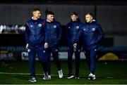 3 March 2023; St Patrick's Athletic players, from left, Eoin Doyle, Joe Redmond, Chris Forrester and Jamie Lennon before the SSE Airtricity Men's Premier Division match between Dundalk and St Patrick's Athletic at Oriel Park in Dundalk, Louth. Photo by Ben McShane/Sportsfile