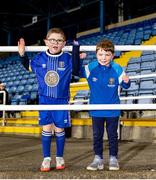 3 March 2023; Noah, aged 7, and Eli Dunphy, aged 5, from Waterford before the SSE Airtricity Men's First Division match between Waterford and Galway United at RSC in Waterford. Photo by Stephen Marken/Sportsfile