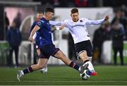 3 March 2023; Connor Malley of Dundalk in action against Joe Redmond of St Patrick's Athletic during the SSE Airtricity Men's Premier Division match between Dundalk and St Patrick's Athletic at Oriel Park in Dundalk, Louth. Photo by Ben McShane/Sportsfile