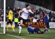 3 March 2023; Louis Annesley of Dundalk celebrates after scoring his side's second goal during the SSE Airtricity Men's Premier Division match between Dundalk and St Patrick's Athletic at Oriel Park in Dundalk, Louth. Photo by Ben McShane/Sportsfile