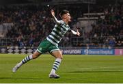 3 March 2023; Johnny Kenny of Shamrock Rovers celebrates after scoring his side's first goal during the SSE Airtricity Men's Premier Division match between Shamrock Rovers and Derry City at Tallaght Stadium in Dublin. Photo by Seb Daly/Sportsfile