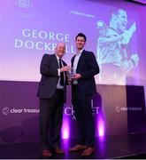 3 March 2023; Heatley Tector from HBV Studios presents Inter-Provincial Player of the Year Award to George Dockrell during the 2023 Irish Cricket Awards at The Marker Hotel in Dublin. Photo by Matt Browne/Sportsfile