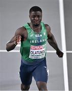 4 March 2023; Israel Olatunde of Ireland after competing in the men's 60m heats during Day 2 of the European Indoor Athletics Championships at Ataköy Athletics Arena in Istanbul, Türkiye. Photo by Sam Barnes/Sportsfile
