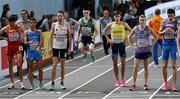4 March 2023; Darragh McElhinney of Ireland, centre, before competing in the men's 3000m heats during Day 2 of the European Indoor Athletics Championships at Ataköy Athletics Arena in Istanbul, Türkiye. Photo by Sam Barnes/Sportsfile