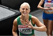 4 March 2023; Sarah Lavin of Ireland, after competing in the women's 60m hurdles heats during Day 2 of the European Indoor Athletics Championships at Ataköy Athletics Arena in Istanbul, Türkiye. Photo by Sam Barnes/Sportsfile