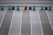 4 March 2023; Enrico Güntert of Switzerland before competing in the Men's 60m, on his own, during Day 2 of the European Indoor Athletics Championships at Ataköy Athletics Arena in Istanbul, Türkiye. Photo by Sam Barnes/Sportsfile