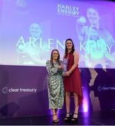 3 March 2023; Kim Madden presents the Hanley Energy Women’s International Player of the Year Award to Arlene Kelly during the 2023 Irish Cricket Awards at The Marker Hotel in Dublin. Photo by Matt Browne/Sportsfile