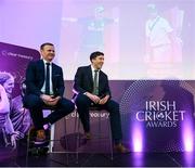 3 March 2023; William Porterfield, left, and Peter Chase, Special Presentation Retirees, during the 2023 Irish Cricket Awards at The Marker Hotel in Dublin. Photo by Matt Browne/Sportsfile