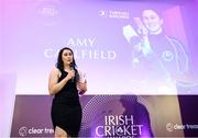 3 March 2023; Turkish Airlines Women's Club Player of the Year Amy Caulfield during the 2023 Irish Cricket Awards at The Marker Hotel in Dublin. Photo by Matt Browne/Sportsfile