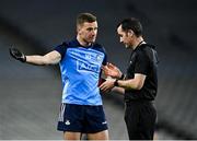 25 February 2023; Ciarán Kilkenny of Dublin in conversation with Jerome Henry during the Allianz Football League Division 2 match between Dublin and Clare at Croke Park in Dublin. Photo by Piaras Ó Mídheach/Sportsfile
