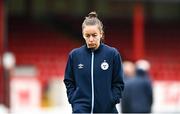 4 March 2023; Pearl Slattery of Shelbourne walks the pitch before the SSE Airtricity Women's Premier Division match between Shelbourne and Cork City at Tolka Park in Dublin. Photo by Eóin Noonan/Sportsfile