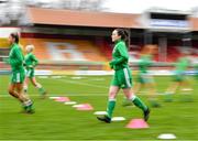 4 March 2023; Ciara McCarthy of Cork City warming up before the SSE Airtricity Women's Premier Division match between Shelbourne and Cork City at Tolka Park in Dublin. Photo by Eóin Noonan/Sportsfile