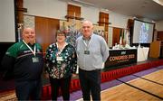 4 March 2023; Meath chairperson Colm McManus, left, with Meath delegates Patricia Mead and Feargal Harney during the LGFA 2023 Annual Congress at Knightsbrook Hotel in Trim, Meath. Photo by Brendan Moran/Sportsfile
