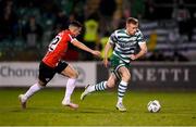 3 March 2023; Sean Hoare of Shamrock Rovers in action against Jordan McEneff of Derry City during the SSE Airtricity Men's Premier Division match between Shamrock Rovers and Derry City at Tallaght Stadium in Dublin. Photo by Stephen McCarthy/Sportsfile