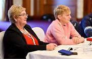 4 March 2023; Connacht LGFA administrator Ita Hannon, left, during the LGFA 2023 Annual Congress at Knightsbrook Hotel in Trim, Meath. Photo by Brendan Moran/Sportsfile