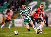 3 March 2023; Gary O'Neill of Shamrock Rovers in action against Jamie McGonigle of Derry City during the SSE Airtricity Men's Premier Division match between Shamrock Rovers and Derry City at Tallaght Stadium in Dublin. Photo by Stephen McCarthy/Sportsfile