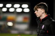3 March 2023; Matt Ward of Derry City before the SSE Airtricity Men's Premier Division match between Shamrock Rovers and Derry City at Tallaght Stadium in Dublin. Photo by Stephen McCarthy/Sportsfile