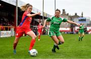 4 March 2023; Siobhán Killeen of Shelbourne in action against Erika Manfre of Cork City during the SSE Airtricity Women's Premier Division match between Shelbourne and Cork City at Tolka Park in Dublin. Photo by Eóin Noonan/Sportsfile