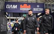 4 March 2023; Michael Milne, left, and Jamie Osborne of Leinster arrives before the United Rugby Championship match between Edinburgh and Leinster at The Dam Health Stadium in Edinburgh, Scotland. Photo by Harry Murphy/Sportsfile
