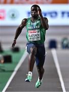 4 March 2023; Israel Olatunde of Ireland on his way to finishing seventh in the men's 60m semi-final during Day 2 of the European Indoor Athletics Championships at Ataköy Athletics Arena in Istanbul, Türkiye. Photo by Sam Barnes/Sportsfile