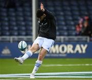 4 March 2023; Harry Byrne of Leinster warms up before the United Rugby Championship match between Edinburgh and Leinster at The Dam Health Stadium in Edinburgh, Scotland. Photo by Harry Murphy/Sportsfile