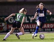 4 March 2023; Roisin Molloy of Athlone Town in action against Tara O'Hanlon of Peamount United during the SSE Airtricity Women's Premier Division match between Athlone Town and Peamount United at Athlone Town Stadium in Westmeath. Photo by Stephen Marken/Sportsfile