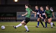 4 March 2023; Karen Duggan of Peamount United scores a penalty during the SSE Airtricity Women's Premier Division match between Athlone Town and Peamount United at Athlone Town Stadium in Westmeath. Photo by Stephen Marken/Sportsfile