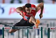 5 March 2023; Jason Joseph of Switzerland competes in men's 60m hurdles semi-final during Day 3 of the European Indoor Athletics Championships at Ataköy Athletics Arena in Istanbul, Türkiye. Photo by Sam Barnes/Sportsfile