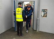 5 March 2023; Cork manager John Cleary is welcomed to Cusack Park by steward Tom Meeneghan from Liffeycasey, Clare, before the Allianz Football League Division 2 match between Clare and Cork at Cusack Park in Ennis, Clare. Photo by Eóin Noonan/Sportsfile