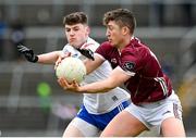 5 March 2023; Johnny Heaney of Galway in action against Stephen O’Hanlon of Monaghan during the Allianz Football League Division 1 match between Galway and Monaghan at Pearse Stadium in Galway. Photo by Seb Daly/Sportsfile
