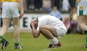 12 June 2004; A dejected Dermot Earley, Kildare, after his sides defeat to Offaly. Bank of Ireland Football Championship Qualifier, Round 1, Kildare v Offaly, St. Conleth's Park, Newbridge, Co. Kildare. Picture credit; Brendan Moran / SPORTSFILE
