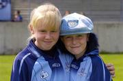 12 June 2004; Dublin fans Aisling Ryan and Serena Hannon, both fron Sandymount, Dublin, before the game. Bank of Ireland Football Championship Qualifier, Round 1, Dublin v London, Parnell Park, Dublin. Picture credit; Ray McManus / SPORTSFILE