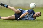 12 June 2004; Ciaran Whelan, Dublin, kicks a goal, which was disallowed in favour of a penalty. Bank of Ireland Football Championship Qualifier, Round 1, Dublin v London, Parnell Park, Dublin. Picture credit; Ray McManus / SPORTSFILE