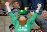 12 June 2004; An Irish fan before the start of the game. South Africa Tour June 2004, South Africa v Ireland, Vodacompark, Bloemfontein, Free State, South Africa. Picture credit; Matt Browne / SPORTSFILE