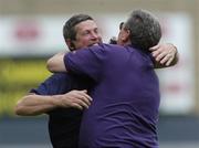 13 June 2004; Wexford manager John Conron, left, celebrates with Chairman of the County Board Sean Quirke at the final whistle. Guinness Leinster Senior Hurling Championship Semi-Final, Kilkenny v Wexford, Croke Park, Dublin. Picture credit; Brian Lawless / SPORTSFILE