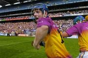 13 June 2004; Rory Jacob, Wexford, celebrates at the end of the game. Guinness Leinster Senior Hurling Championship Semi-Final, Kilkenny v Wexford, Croke Park, Dublin. Picture credit; Ray McManus / SPORTSFILE