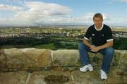 14 June 2004; Shaun Payne, who is replacing the injured Gordon D'Arcy in the Irish Squad for Ireland's second test against South Africa on Saturday, pictured with Cape Town in the backround from the Cecil Rhodes Memorial, Cape Town, Western Province, South Africa. Picture credit; Matt Browne / SPORTSFILE