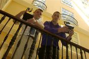 14 June 2004; Carlow footballer Johnny Nevin, left, and Waterford hurler Dan Shanahan who were presented with the Vodafone Player of the Month awards for May at a luncheon in the Westin Hotel, Dublin. Picture credit; Pat Murphy / SPORTSFILE