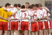 6 June 2004; The Tyrone team in a huddle before the match. Bank of Ireland Ulster Senior Football Championship, Tyrone v Fermanagh, St. Tighernach's Park, Clones, Co. Monaghan. Picture credit; Damien Eagers / SPORTSFILE
