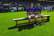 6 June 2004; Tipperary's John Carroll, left, and team captain Tommy Dunne sit on the bench before the team photograph. Guinness Munster Senior Hurling Championship semi-final, Tipperary v Waterford, Pairc Ui Chaoimh, Cork. Picture credit; Brendan Moran / SPORTSFILE