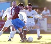 14 June 2004; Aidan Lynch, Drogheda United, in action against Gerard Rowe, Shelbourne. eircom league, Premier Division, Drogheda United v Shelbourne, United Park, Drogheda, Co. Louth. Picture credit; David Maher / SPORTSFILE