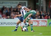 6 August 2013; Claudio Yacob, West Bromwich Albion, in action against Brian Lenihan, Cork City. Friendly, Cork City v West Bromwich Albion, Turners Cross, Cork. Picture credit: Barry Cregg / SPORTSFILE