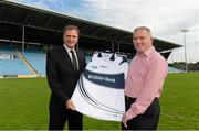 22 August 2013; Former Liverpool player Phil Thompson, left, pictured with Peter Mulry, from Ulster Bank, in advance of the live broadcast of Ireland’s most popular sports radio show ‘Off the Ball’ at Castlebar Mitchels GAA Club in Mayo on Thursday 22nd August. The ‘Off The Ball Roadshow with Ulster Bank’, which has already been to Donegal and Kerry, will also visit Cork and Dublin, to give GAA fans the opportunity to experience the multi award-winning show, where they will broadcast live from GAA haunts and clubs across the country. As part of the summer-long roadshow, Ulster Bank is also searching for Ireland’s ‘Best GAA Fan’. GAA super-fans are being invited to log on to ulsterbank.com/GAA to submit their most passionate and dedicated stories, pictures and videos that demonstrate the lengths they go to in supporting their county. There will be weekly prizes and Ireland’s Best GAA Fan will be chosen to win €5,000 towards a home make-over and a trip to the GAA All-Ireland Senior Football Final. Castlebar Mitchels GAA Club, Elvery's MacHale Park, Castlebar, Co. Mayo. Picture credit: Matt Browne / SPORTSFILE